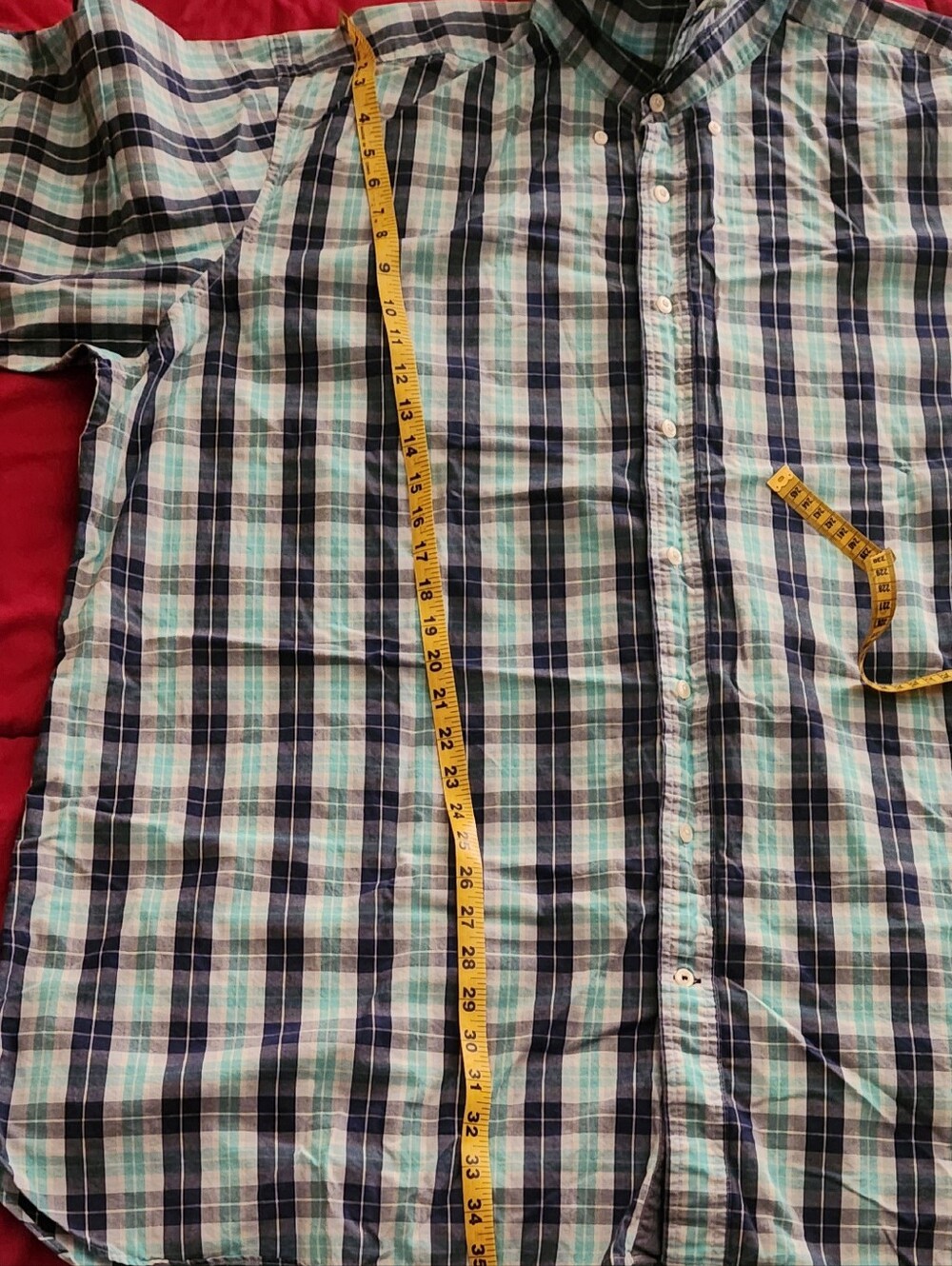 Nautica Men’s Blue and White Plaid Short-Sleeve Button-Down Shirt - Picture 2 of 3